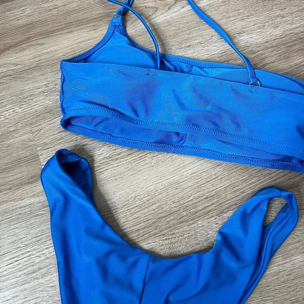 aerie Bright Blue One-Shoulder Bikini Set